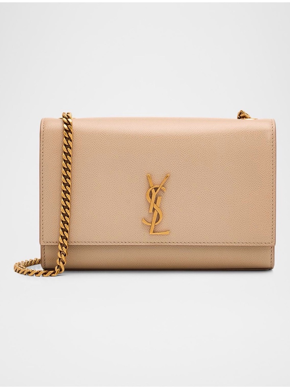 Saint Laurent Neutral Beige Leather Chain Kate Medium bag